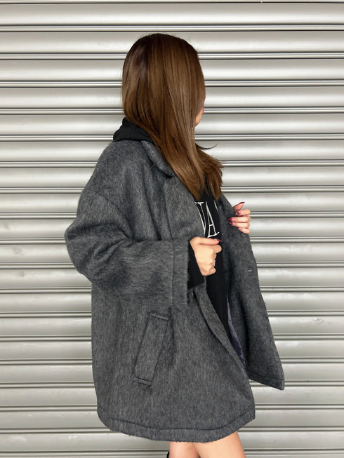 シャギーダブルミドル丈コート